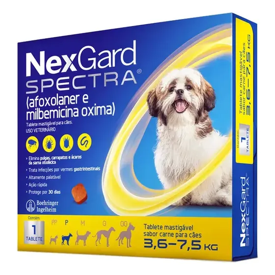 Antipulgas E Carrapatos Nexgard Spectra Cães De 3,6 A 7,5kg