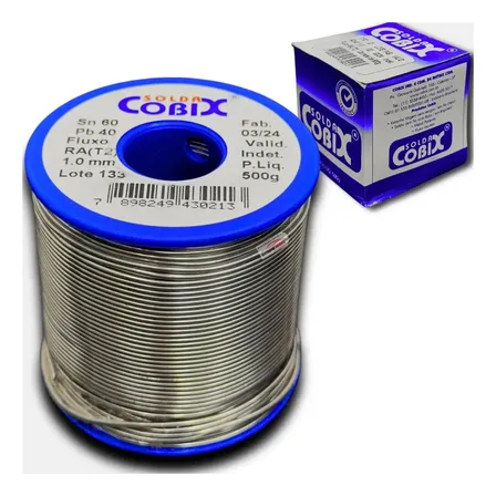 Solda Estanho Cobix 1 Mm 60x40 500g Com Fluxo 110v/220v