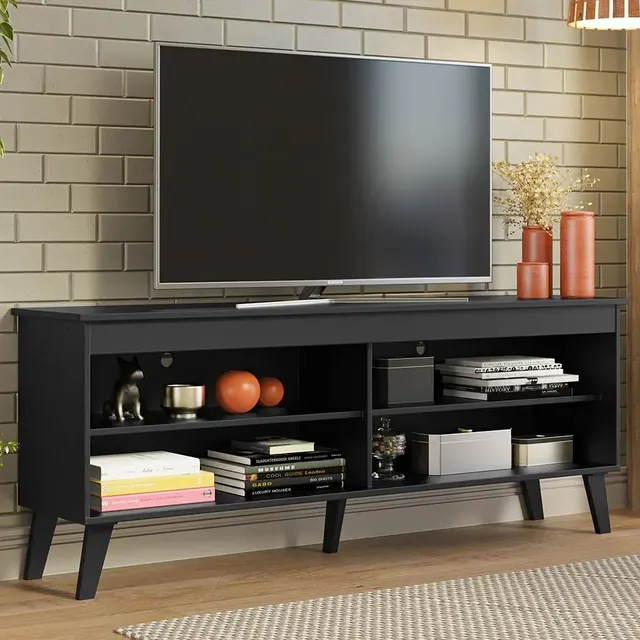 Rack Para Tv Até 65 Polegadas Com Pés Turim Madesa Cor Preto XM6997