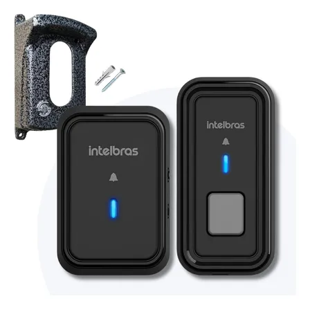 Kit Campainha Sem Fio Cib 101 Preta Intelbras Com Protetor Preto 127/220v