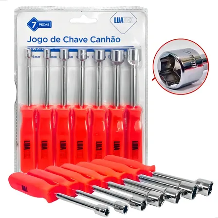 Kit Chave Canhão Longo Jogo Soquete Profissional 7 Peças Aço