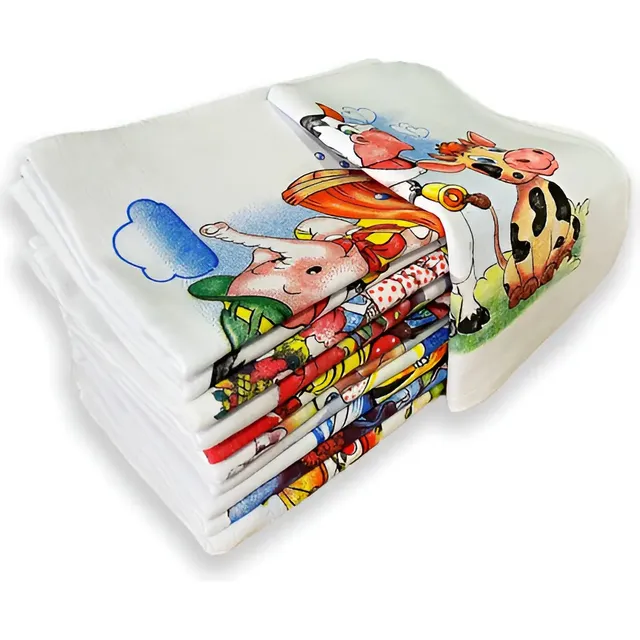 Kit 10 Panos de Prato Estampados 100% Algodão Cozinha 62x41cm