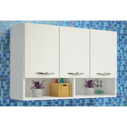 Armário Aéreo de Cozinha com 3 Portas para Parede AJL Móveis – Branco