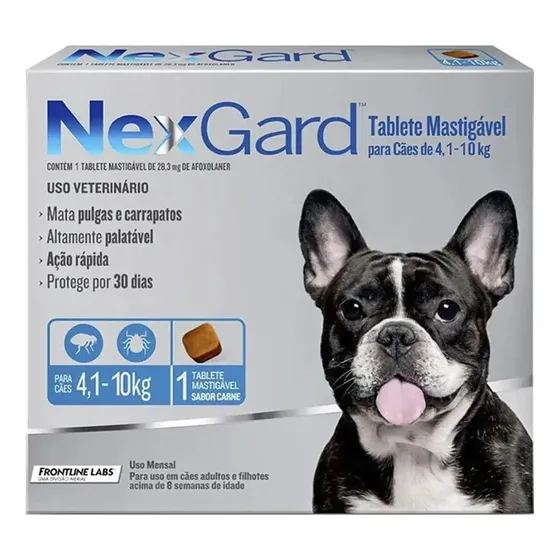 Antipulgas E Carrapatos NexGard Cães 4 a 10kg Comprimido Sabor Carne