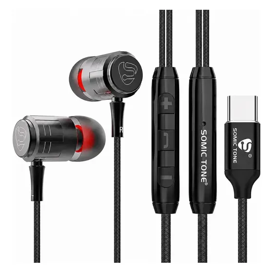 Fone De Ouvido Super Bass Usb C Graves Profundos Reforçado Cor Preto