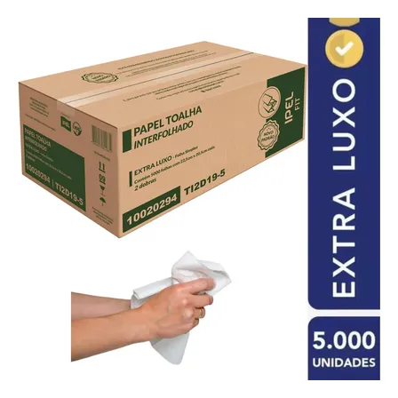 Caixa Papel Toalha Interfolha Descartável Banheiro 100% Ipel - 20 Pacotes