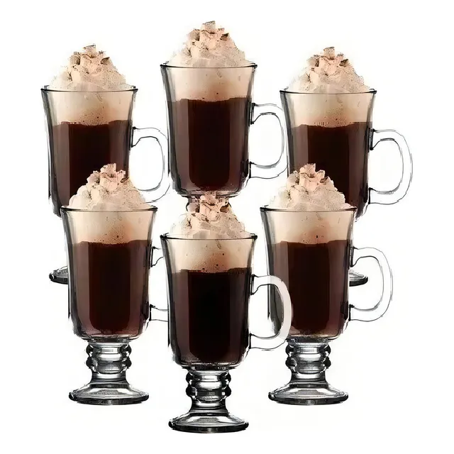 Jogo 6 Canecas Vidro Grosso Cappuccino Chá Café COK 230ml Apto Lava-louças