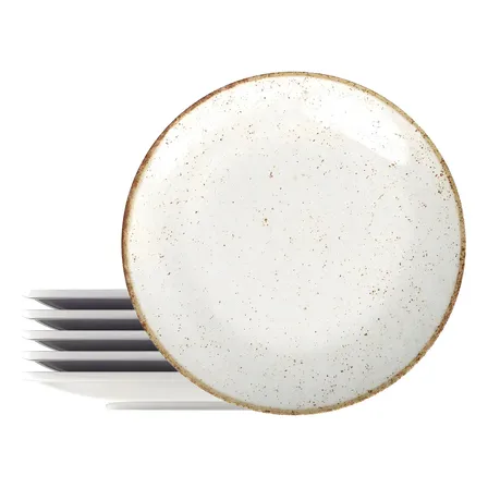 Kit 6 Pratos De Porcelana Tramontina Rustico Sobremesa 21cm