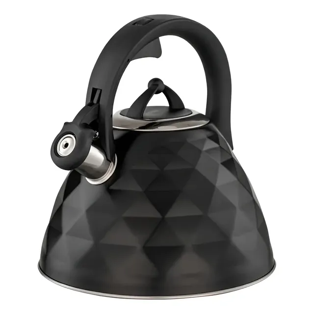 Chaleira De Inox Brinox 3l Black Diamond Com Apito Indução Preta Preto