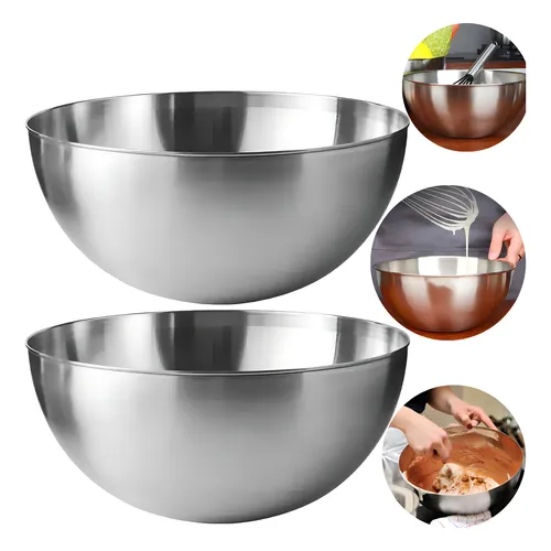 2 Bowl Tigela Bacia Aço Inox Escovado Saladeira 30cm Mistura Cor Prateado