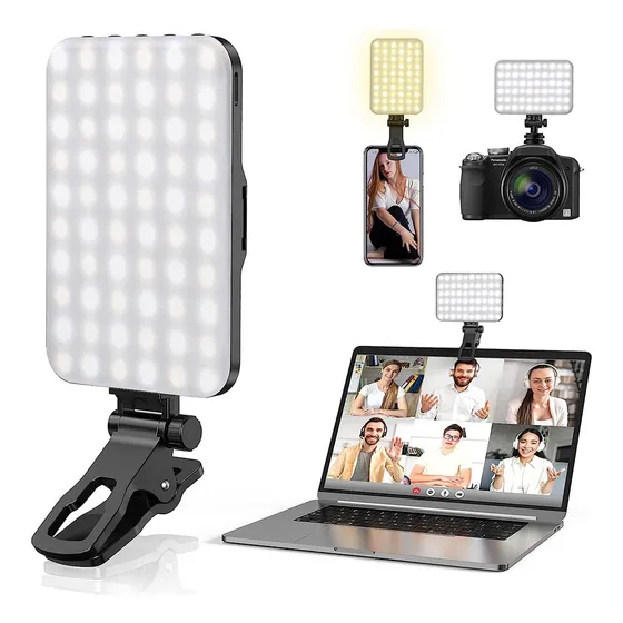 Luz Auxiliar LED Imperio D6 para Videoconferência com Clipe e 3 Modos Cor