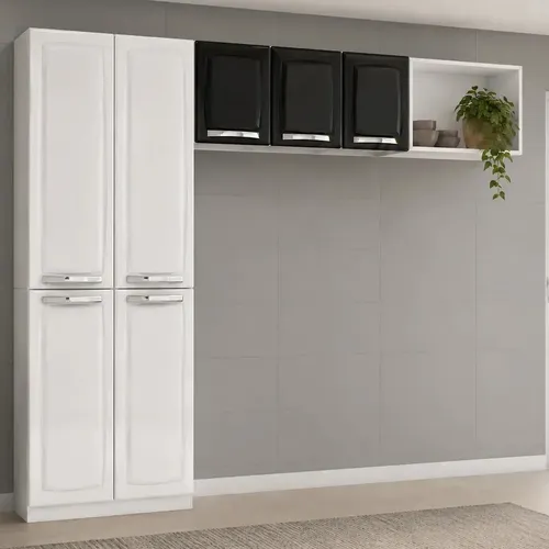 Kit Cozinha Itatiaia Rose Paneleiro Aéreo Geladeira Armário Aéreo Aço Compacta Resistente Branco/preto
