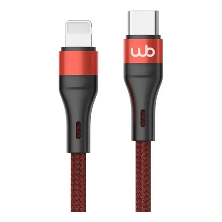 Cabo Usb-c Para Lightning Turbo 27w 1m Para Apple iPhone Wb Cor Vermelho Em Nylon Trançado