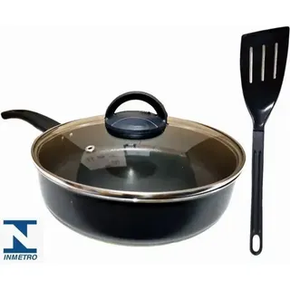 Frigideira Antiaderente 24cm Coisas & Trecos Alumínio Com Tampa Vidro