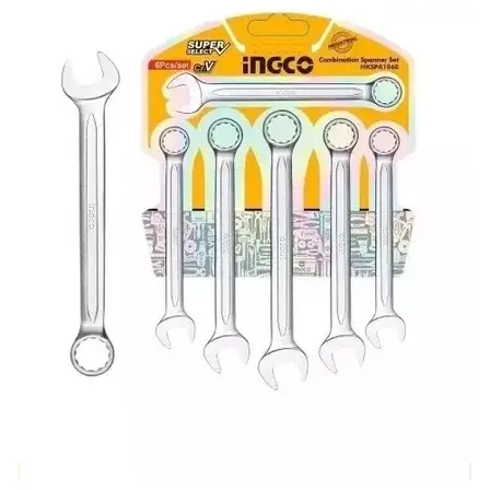 Kit 6 Chaves Combinadas Ingco 8mm Ate 17 Mm Profissional Prateado