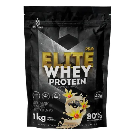 Elite Pro Whey Protein Concentrado 80% 1kg Soldiers Nutrition Suplemento Proteína Muscular Baunilha