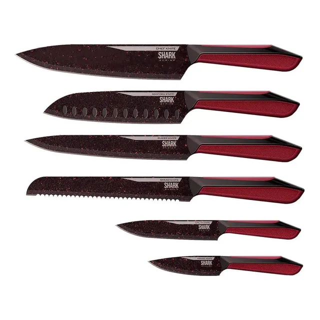 Conjunto De Facas Special Cut Red Ichef Polishop Shark Serie Cor Vermelho