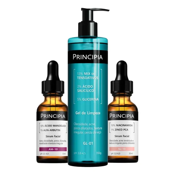 Principia Kit Anti-acne Trio Gl-01 + Sérum Niacinamida + Sérum Mandélico Todo Tipo De Pele