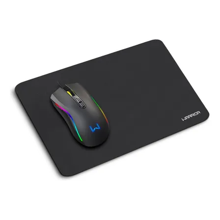 Kit Mouse 3600dpi 7 Botões Rgb E Mousepad Armory Warrior - Mo396 Preto