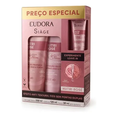 Kit Nutri Rose Shampoo 250ml + Cond 125ml + Leave-in 30ml