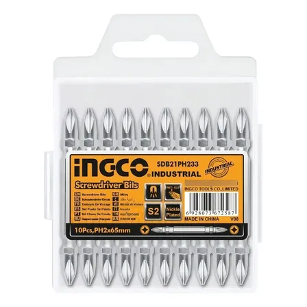 Jogo De Bits Com Ponta Dupla Philips 65mm Ingco Com 10 Peças