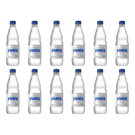 Água Mineral Natural sem Gás Prata Garrafa 510ml Pack com 12