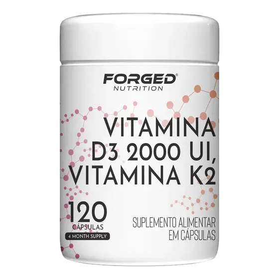 Vitamina D3 2000IU + K2 Menaquinona-7 - Máxima Absorção - 120 Cápsulas - Forged Nutrition