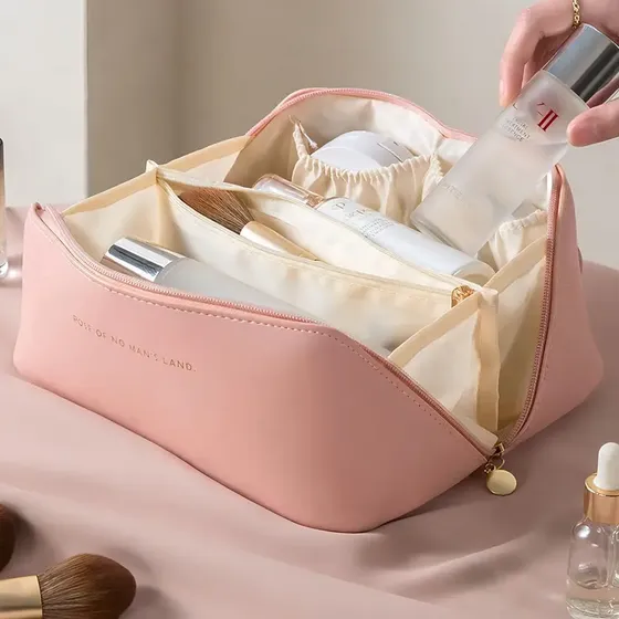 Bolsa Necessaire Porta Maquiagem Higiene Organizador Viagem Cor Rosa
