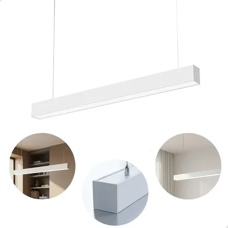 Pendente Teto Slim Linear Retangular Led Integrado 45w Moderno Branco Ou Preto Cor Branco Luz Branco Neutro 4000K - Bivolt 127v/220v
