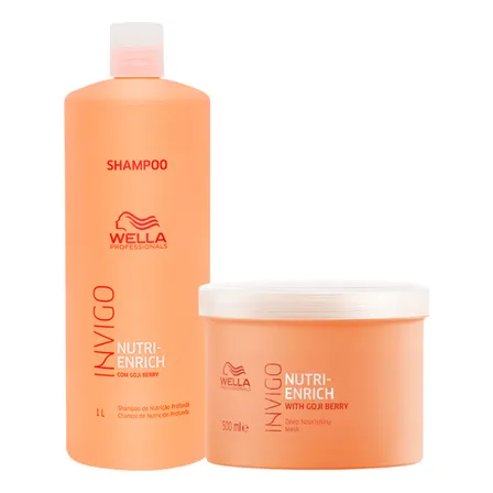 Kit Wella Nutri Enrich Shampoo 1l + Máscara 500ml Invigo
