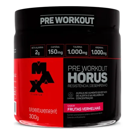 Pré Treino Hórus 300g Max Titanium Frutas Vermelhas Energia Sustentada