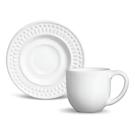 Jogo de Café Porto Brasil Cerâmica 12 Peças Branco 72ml