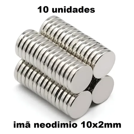 Ima De Neodímio 10x2 Redondo Pequeno 10mm X 2mm N35 - 10pcs