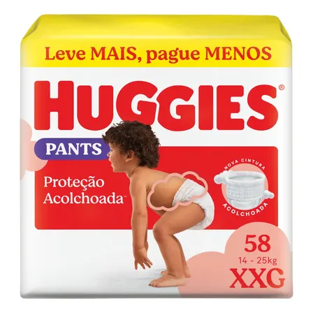Huggies Fralda Pants Roupinha Proteção Acolchoada Xxg - 58 Un Xgg