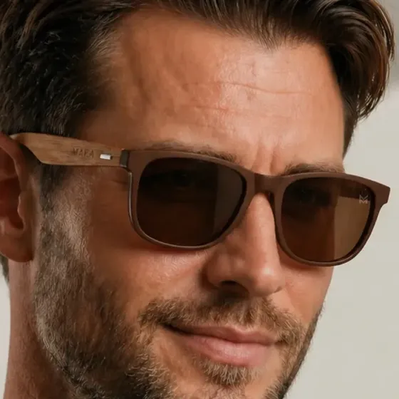 Óculos De Sol Masculino Polarizado Maya Glasses Madeira Bambu Classic Marrom Premium Proteção Uv400 + Case