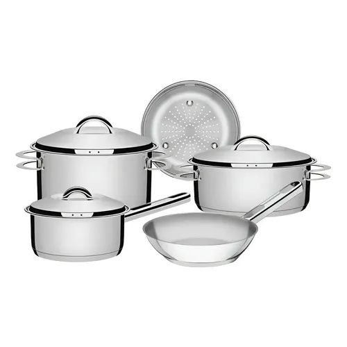 Jogo Panelas 5 Peças Aço Inox Fundo Triplo Solar 65510780 Tramontina