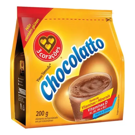 Achocolatado Em Pó Instantâneo 3cor Chocolatto Pacote 200g