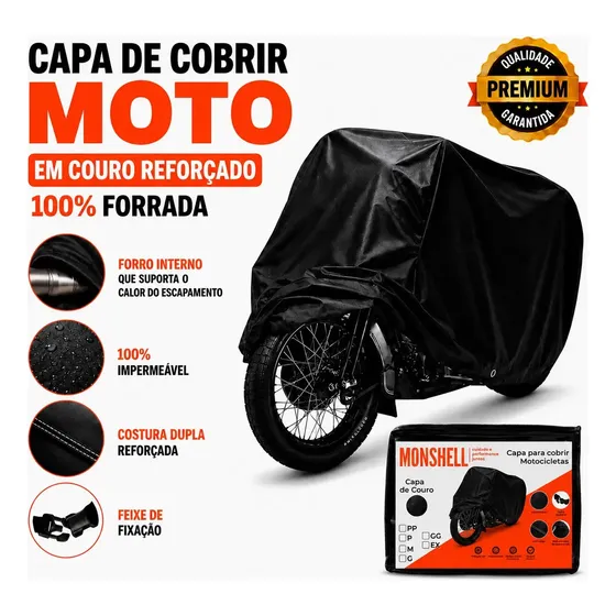 Capa moto couro PROTEGE Impermeável cor Preto G