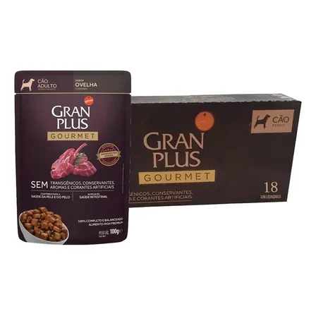 Ração Úmida Granplus Ovelha Cães Adultos 18 Sachês 100g Alimento Completo
