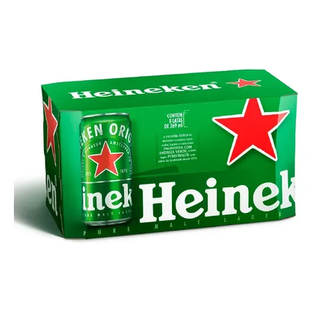 Cerveja Puro Malte Lager Premium Com 8 Latas 269ml Heineken