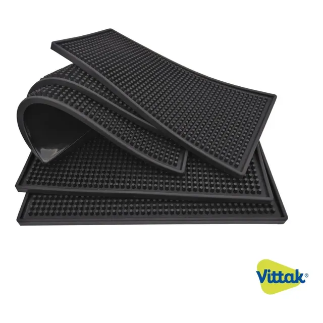 Vittak Tapete Escorredor De Louça Em Silicone 30x15cm Porta Copos Pratos Cor Preto