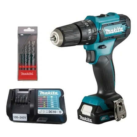 Kit Furadeira Parafusadeira Makita Hp333dwyx3 + Acessórios Cor Azul-turquesa 127/220v