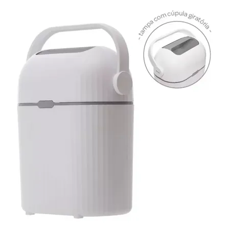 Lixeira Mágica Antiodor Para Descarte De Fralda Branco Buba