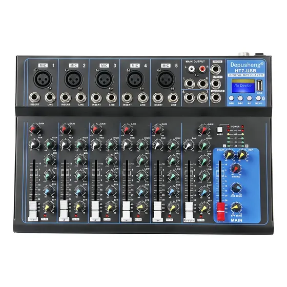 Mesa De Som Analógica Depusheng Ht7 7 Canais Usb 127v