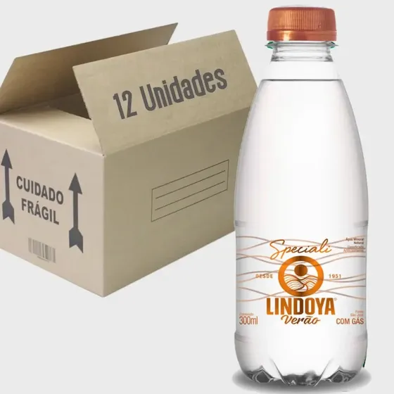 Água Mineral Lindoya Verão Specialli Com Gás Garrafa 300ml Fardo C/12u