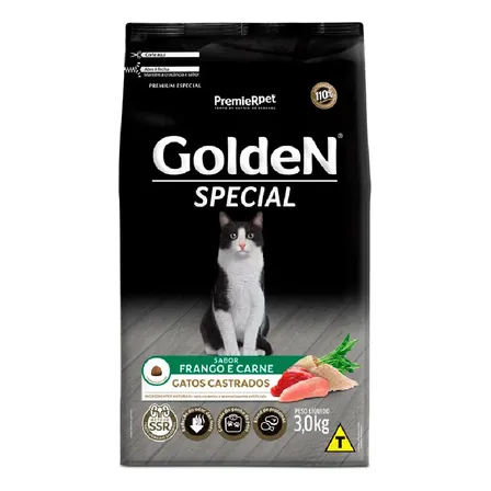 Ração Golden Special Gatos Adulto Castrados Frango/carne 3kg