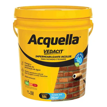 Vedacit 18L impermeabil incolor Fachada Telhado Acquella base agua