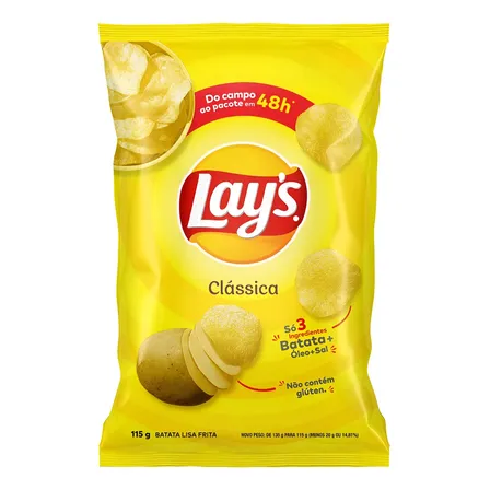 Batata Frita Lisa Clássica Óleo E Sal 115g Lay's