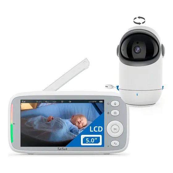 Babá Eletrônica Sem Fio Taktark Bm813 Com Câmera Voltagem -branco 127/220v