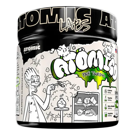 Pré Treino Atômico 300g Atomic Labs Sabor Maçã Verde Energia Explosiva